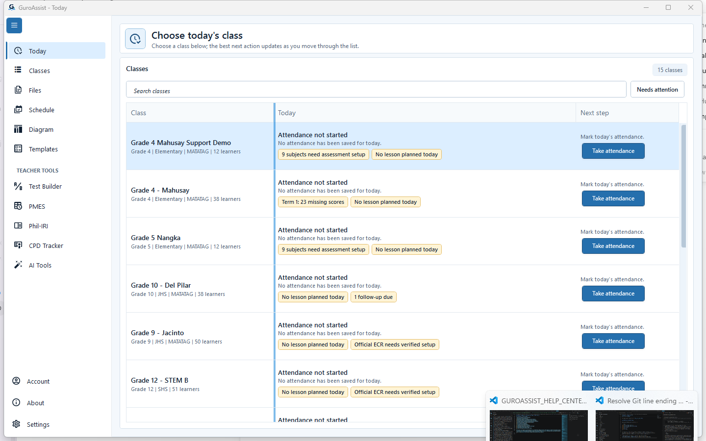 Current GuroAssist navigation showing teacher workspaces and no standalone Editors item.
