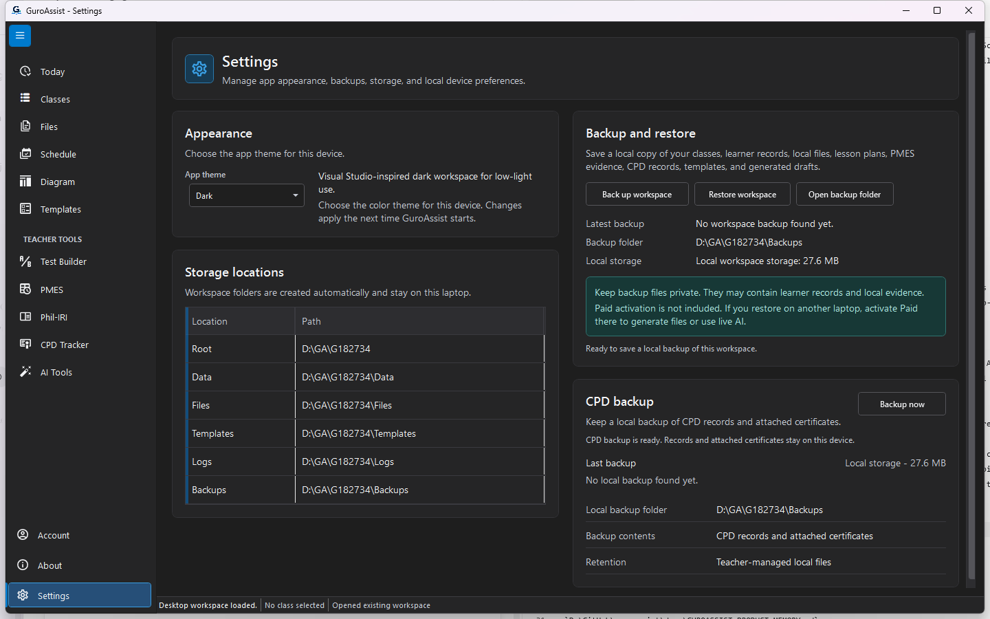 GuroAssist Settings reopened in Dark after a normal restart.